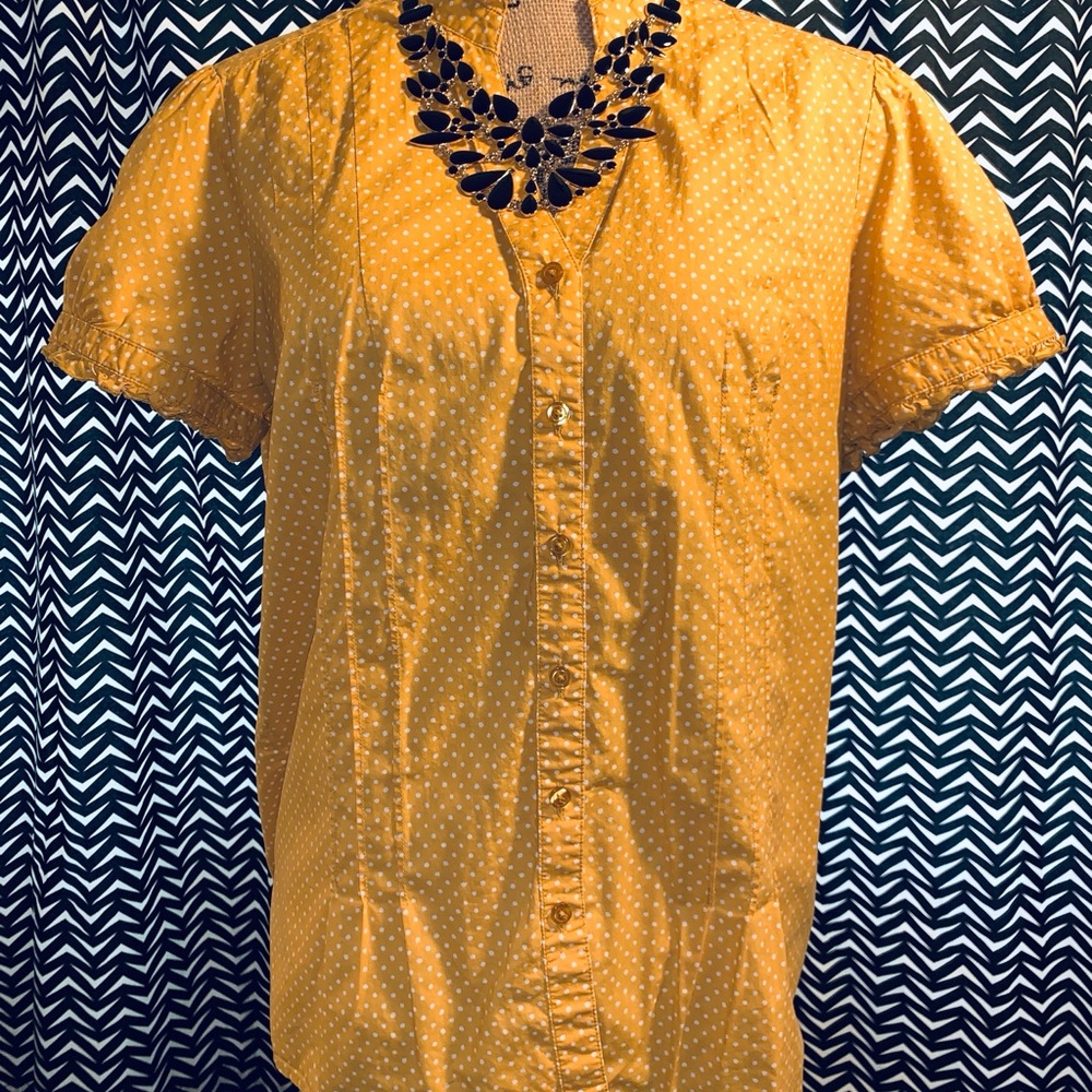 Merona Mustard Polka Dot Blouse